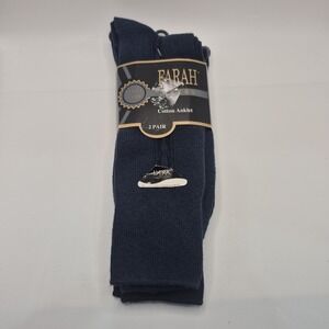 NOS VTG Farah Dress Cotton Anklet Socks NAVY 2 Pair